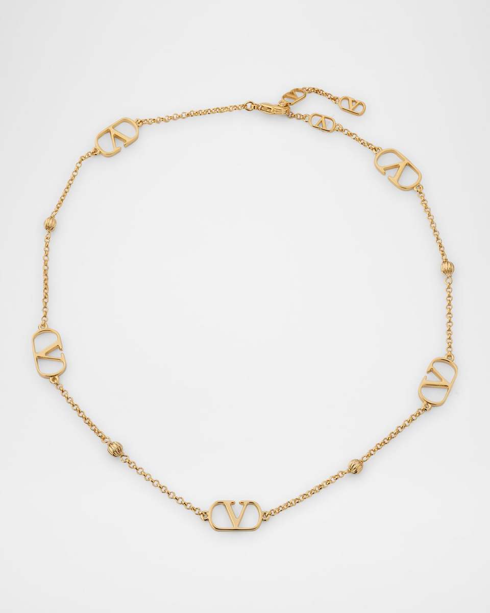 Metal V-Logo Chain Necklace